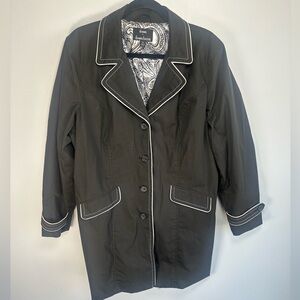 Dennis by Dennis Basso Black Women's Jacket with White Trim size XL